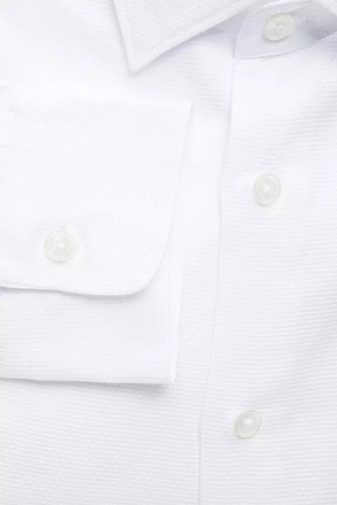 Elegante camisa blanca de algodón slim fit