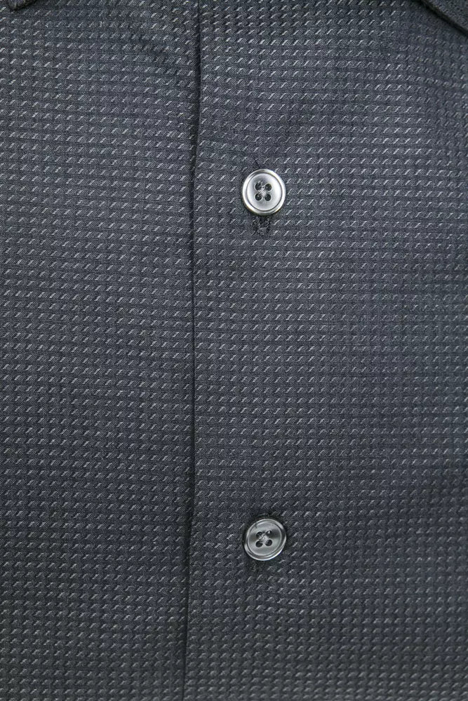 Camisa elegante con cuello ajustado en mezcla de algodón negra