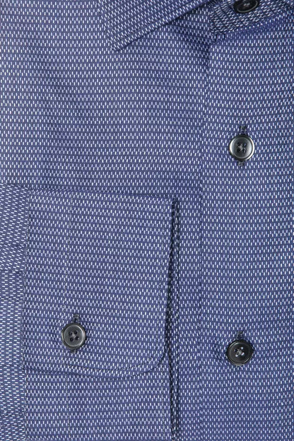 Camisa elegante de algodón azul con cuello ajustado