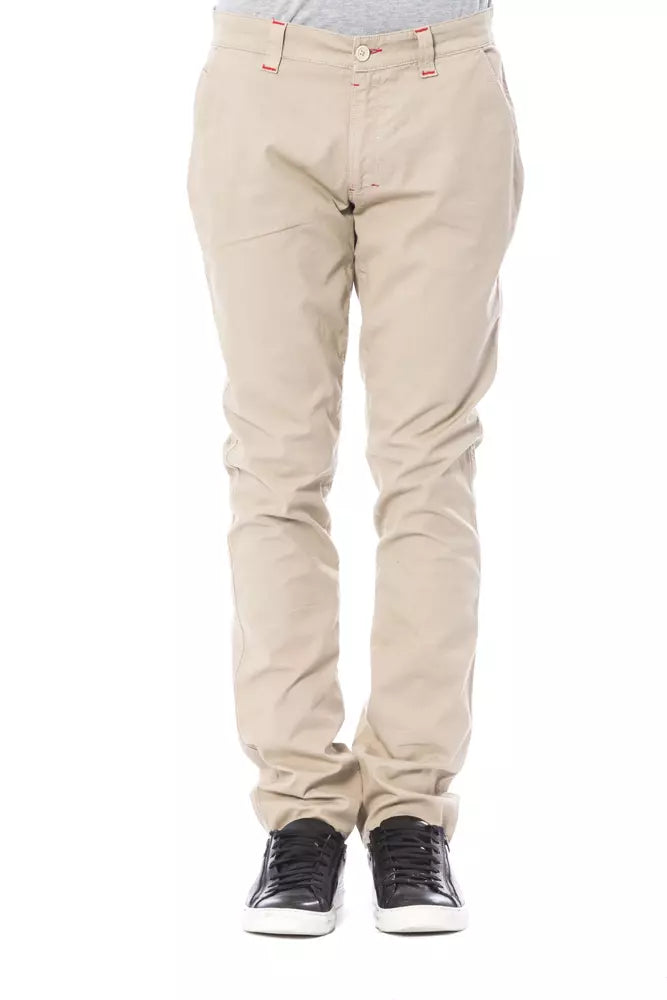 Beige Cotton Men Pant