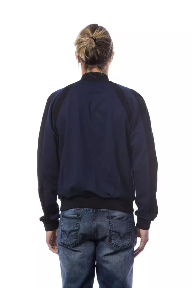 Blue Viscose Men Bomber Jacket