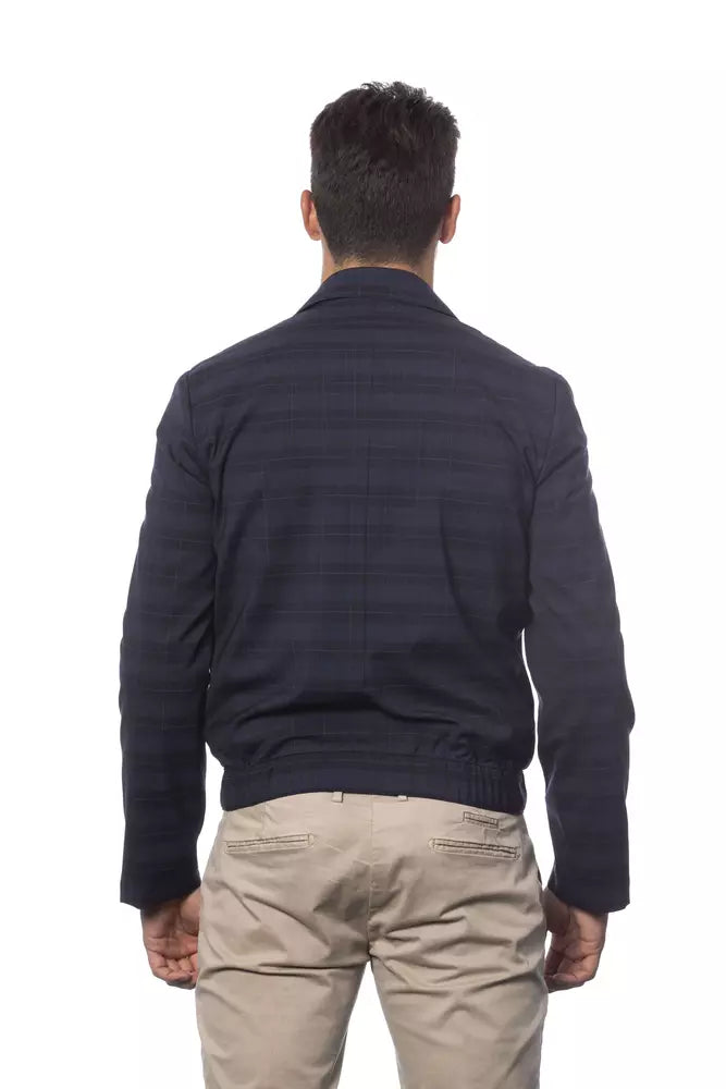 Blue Wool Men Bomber Jacket