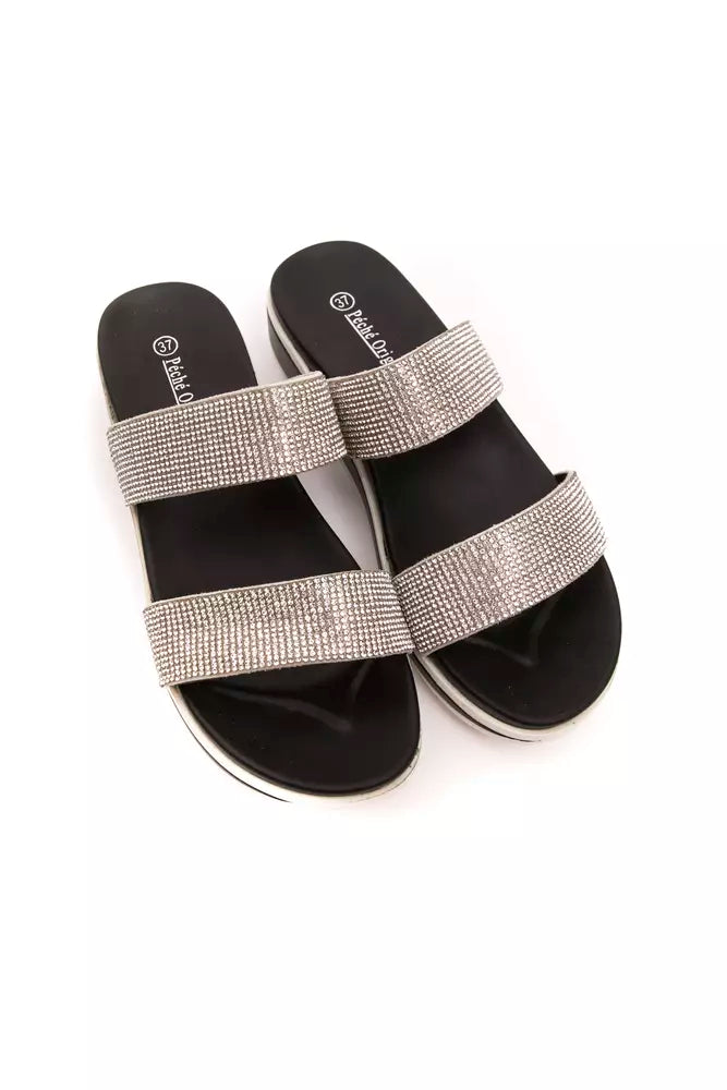 Silver Textile Women Sandal