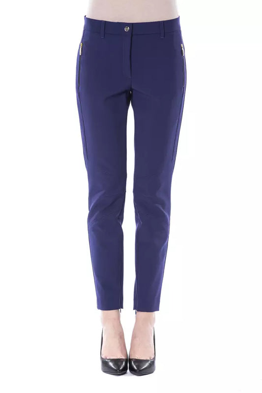 Blue Polyester Women Pant