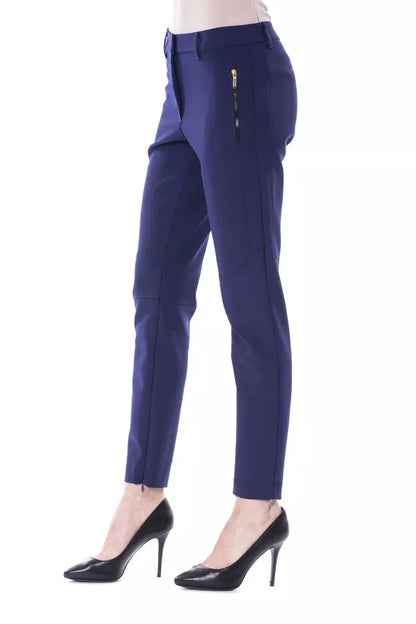 Blue Polyester Women Pant