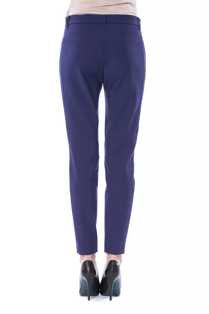 Blue Polyester Women Pant