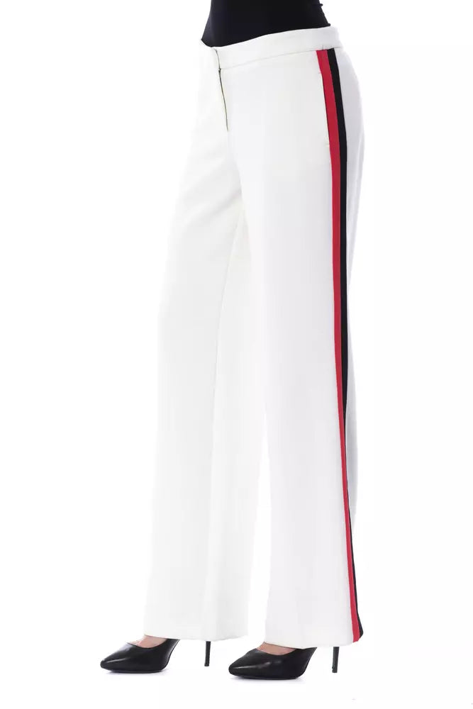 White Polyester Women Pants