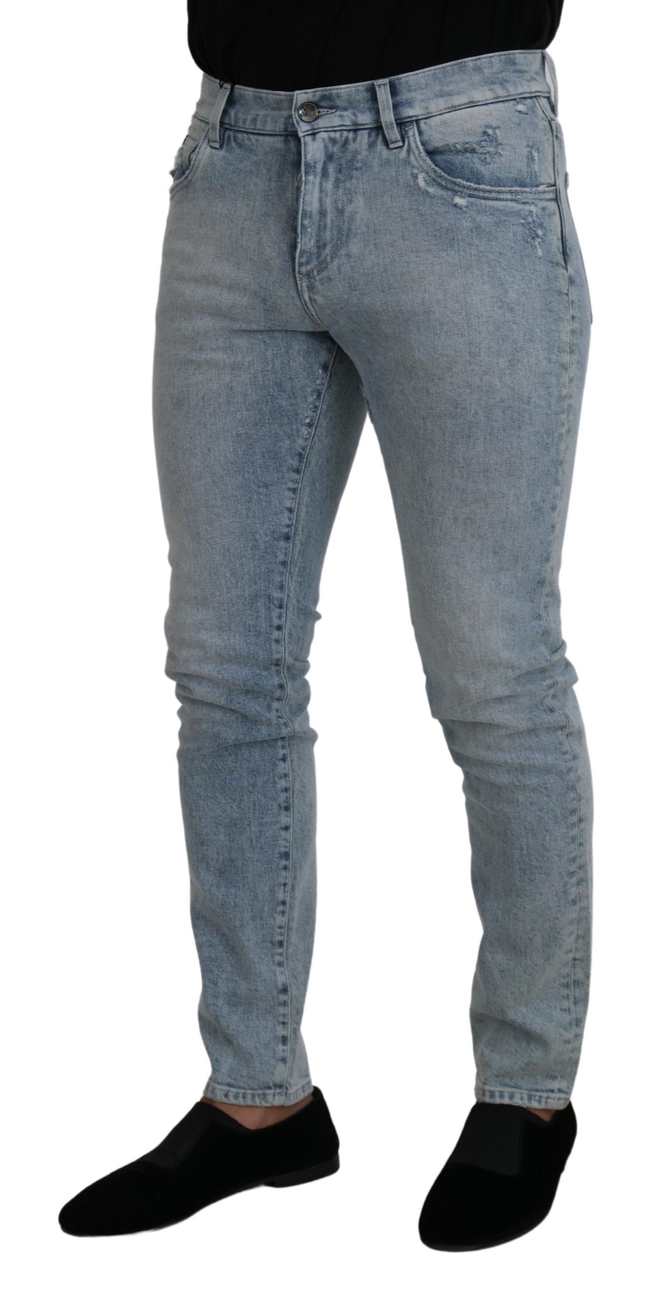 Klassieke lichtblauwe denimbroek