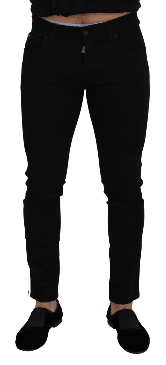 Elegante zwarte slim-fit denimbroek