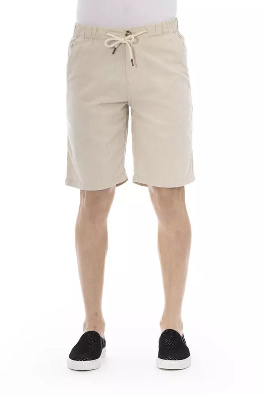 Beige katoenen bermudashort met trekkoordsluiting