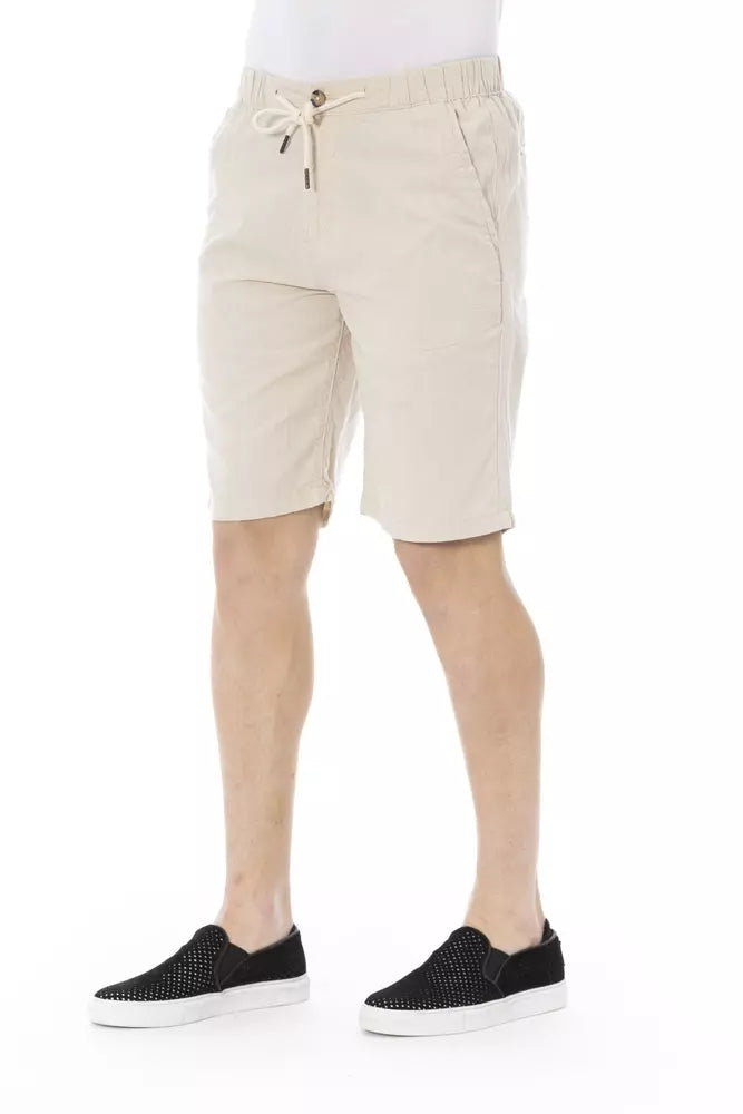 Beige katoenen bermudashort met trekkoordsluiting