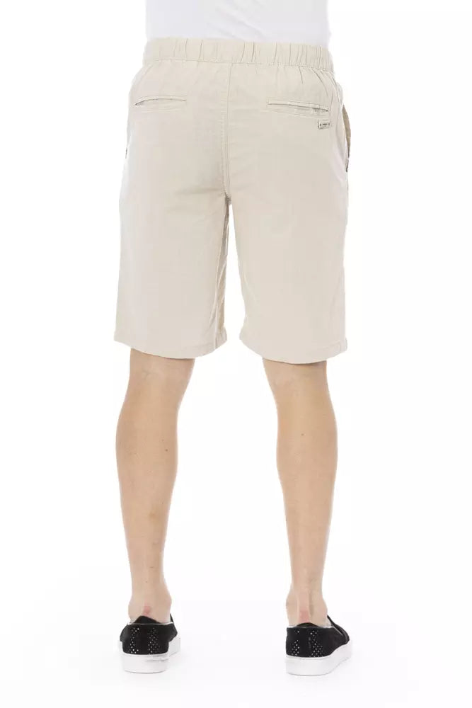 Beige katoenen bermudashort met trekkoordsluiting