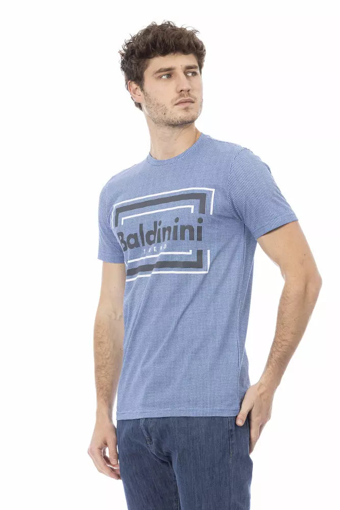 Camiseta azul claro informal elevada con estampado frontal