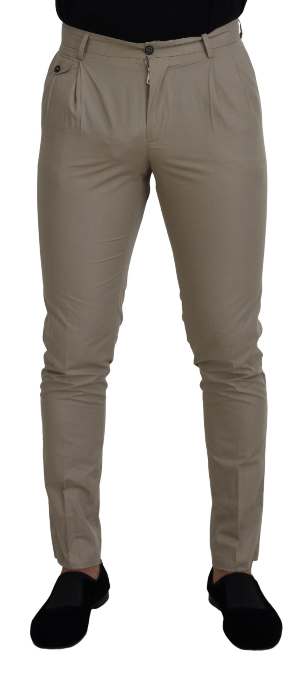 Impresionantes pantalones de algodón italiano beige