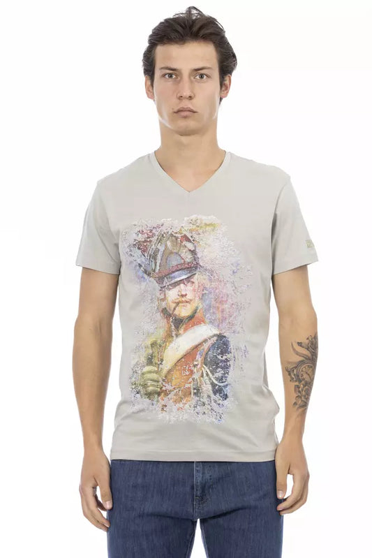 Elegant T-shirt met V-hals en exclusieve print op de voorkant