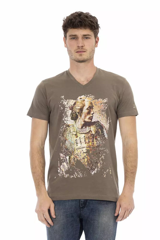 Elegant T-shirt met V-hals en chique print op de voorkant