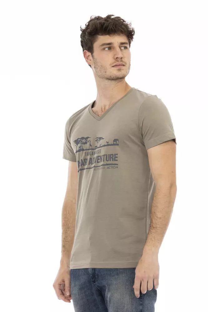 Elegant T-shirt met V-hals en chique print op de voorkant