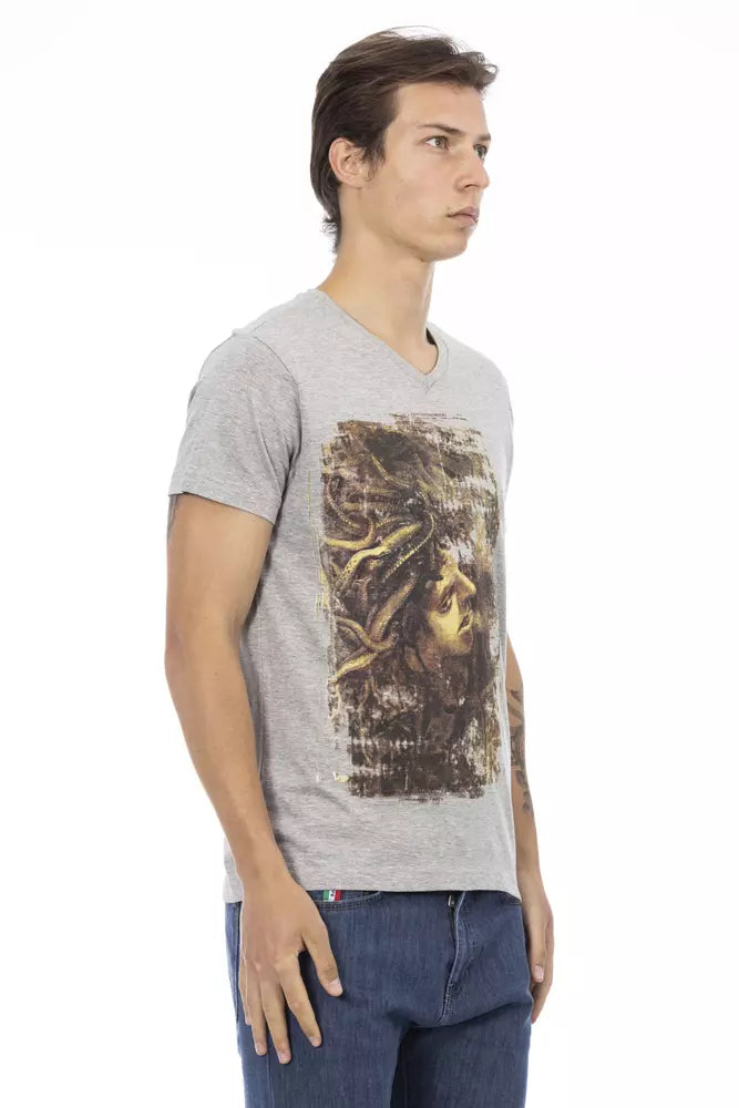 Gray Cotton Men T-Shirt