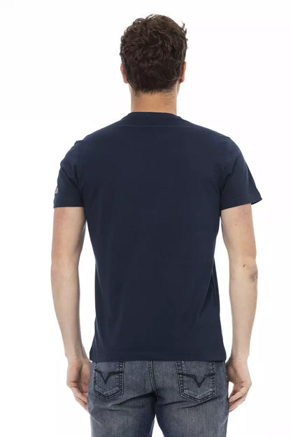 Elegant blauw T-shirt met ronde hals en korte mouwen