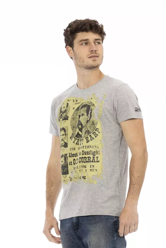 Gray Cotton Men T-Shirt