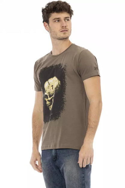 Elegant bruin T-shirt met korte mouwen en unieke print