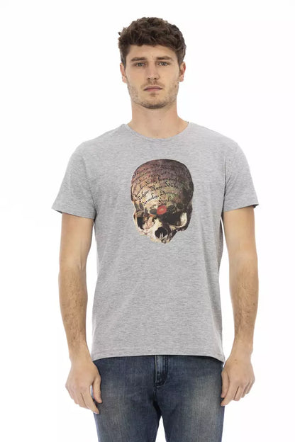 Elegante camiseta gris de verano con estampado frontal