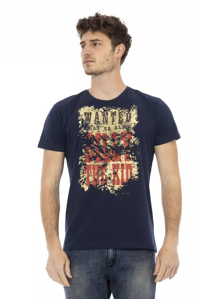 Camiseta de manga corta estampada azul elegante