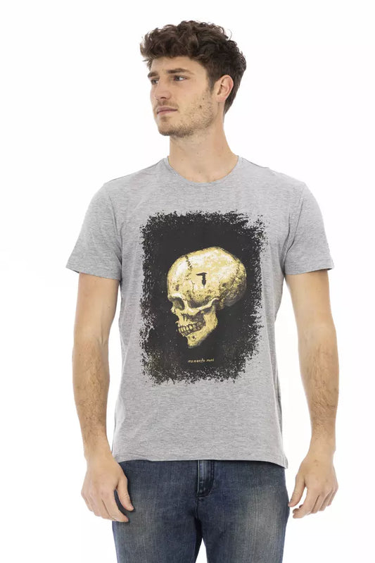 Elegante camiseta gris de manga corta con cuello redondo