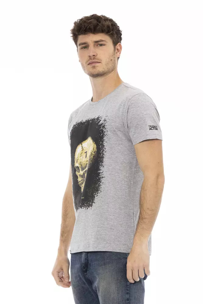 Gray Cotton Men T-Shirt