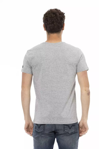 Elegante camiseta gris de verano con estampado frontal