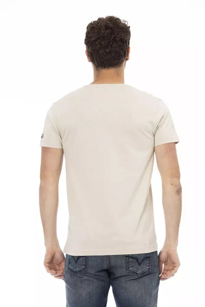 Beige katoenmix T-shirt met korte mouwen