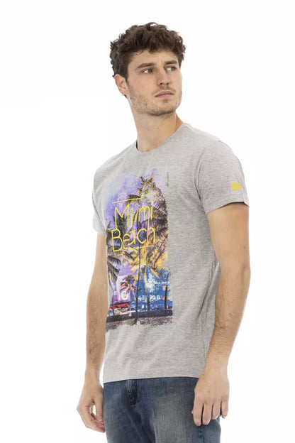 Camiseta gris informal elevada con estampado elegante