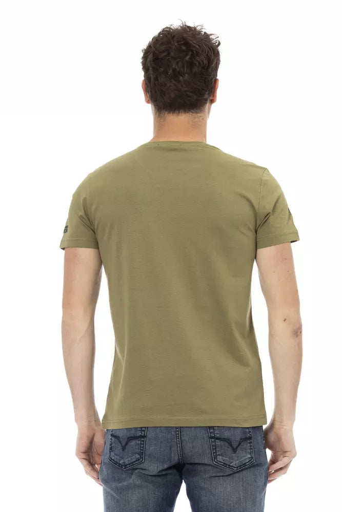 Slim-fit groen T-shirt met print op de voorkant