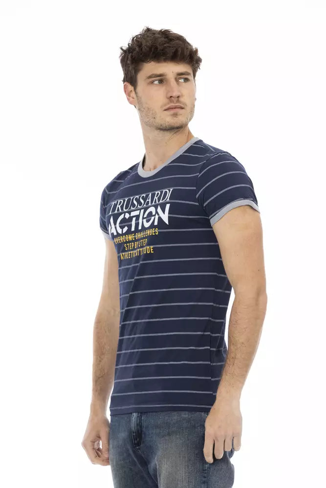 Blue Cotton Men T-Shirt