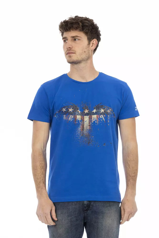 Chique blauw T-shirt met korte mouwen en print