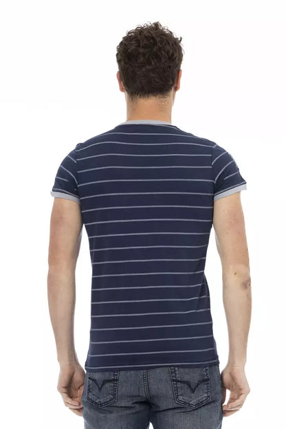 Blauw casual T-shirt van katoenmix