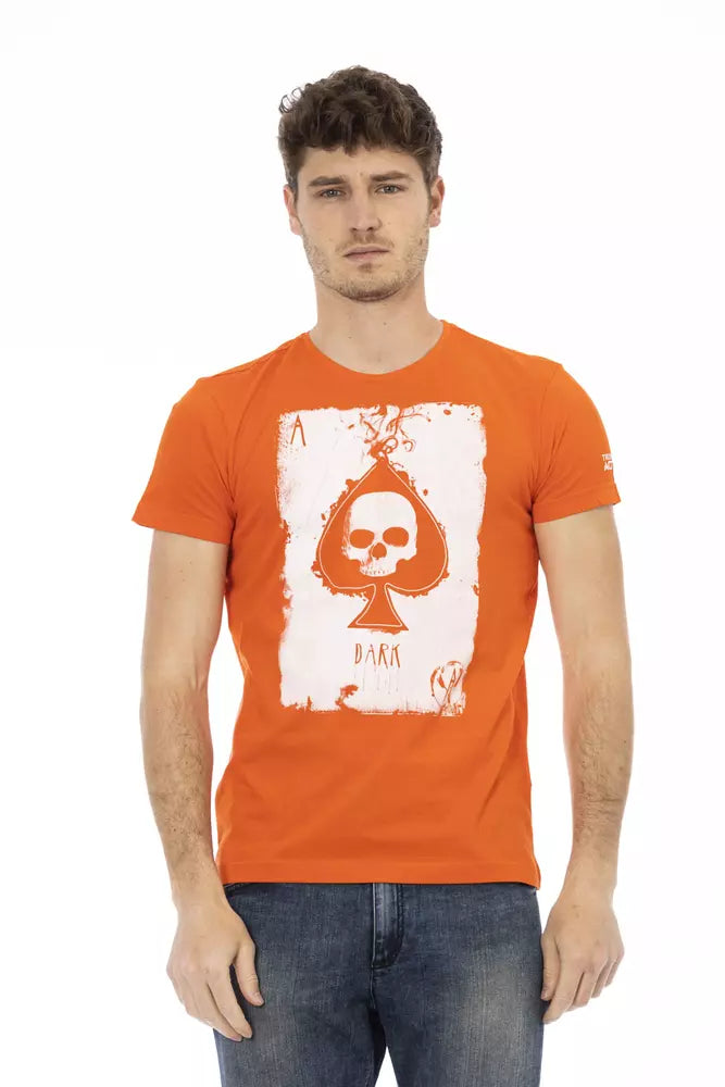 Camiseta de algodón de manga corta naranja elegante