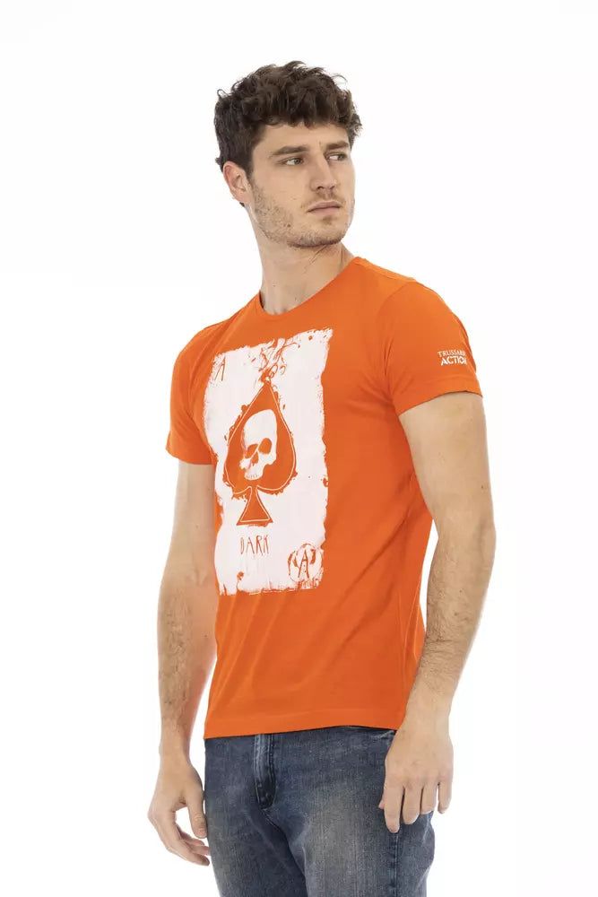 Camiseta de algodón de manga corta naranja elegante