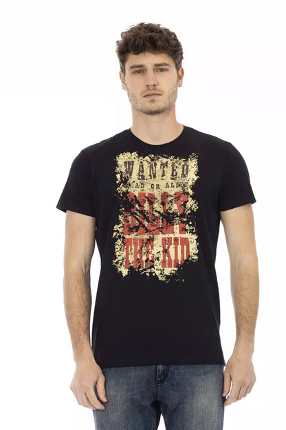 Camiseta elegante de mezcla de algodón negra