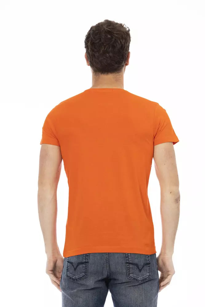 Camiseta de algodón de manga corta naranja elegante