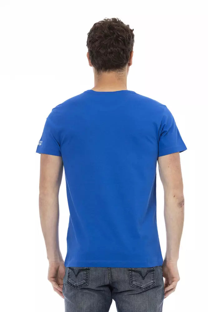 Chique blauw T-shirt met korte mouwen en print