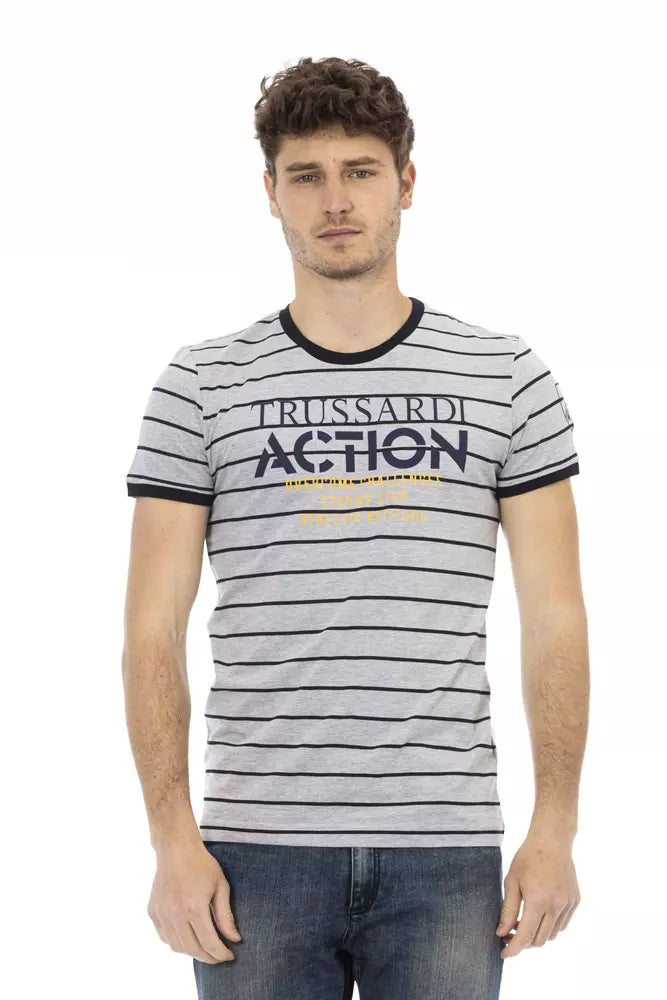 Elegante camiseta gris con estampado frontal elegante