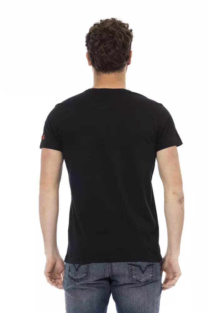 Camiseta elegante de mezcla de algodón negra