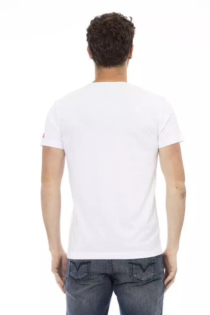 Elegante camiseta blanca de manga corta con estampado frontal