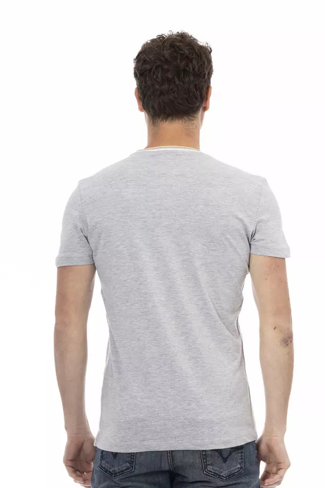 Camiseta informal elegante de mezcla de algodón gris