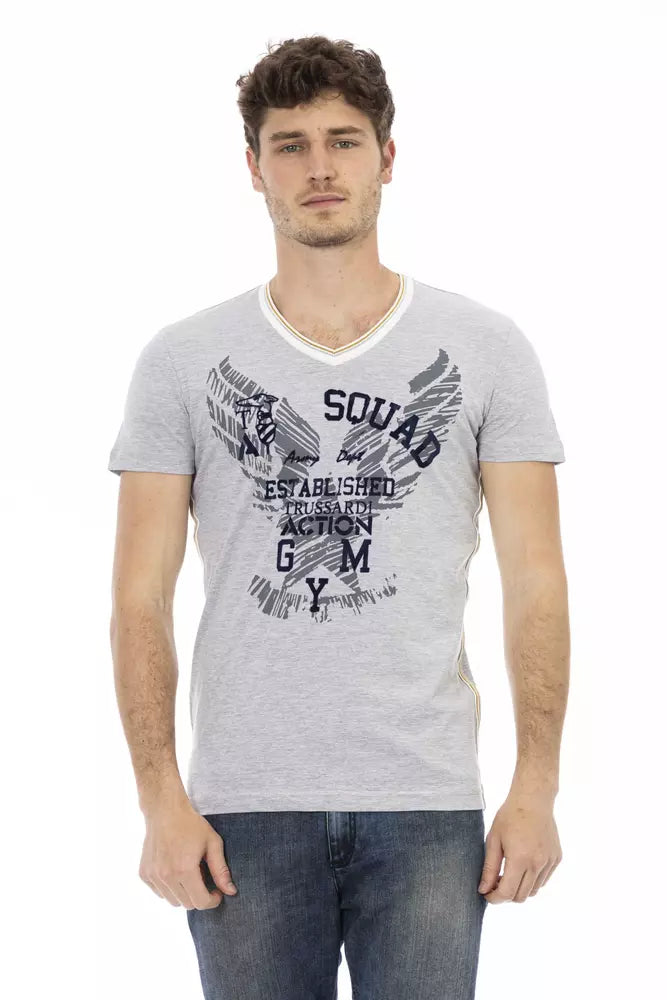 Elegant T-shirt met V-hals en chique print op de voorkant