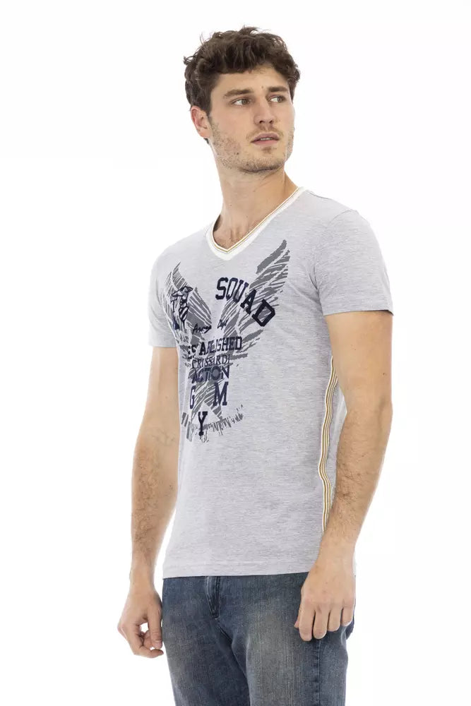 Elegant T-shirt met V-hals en chique print op de voorkant