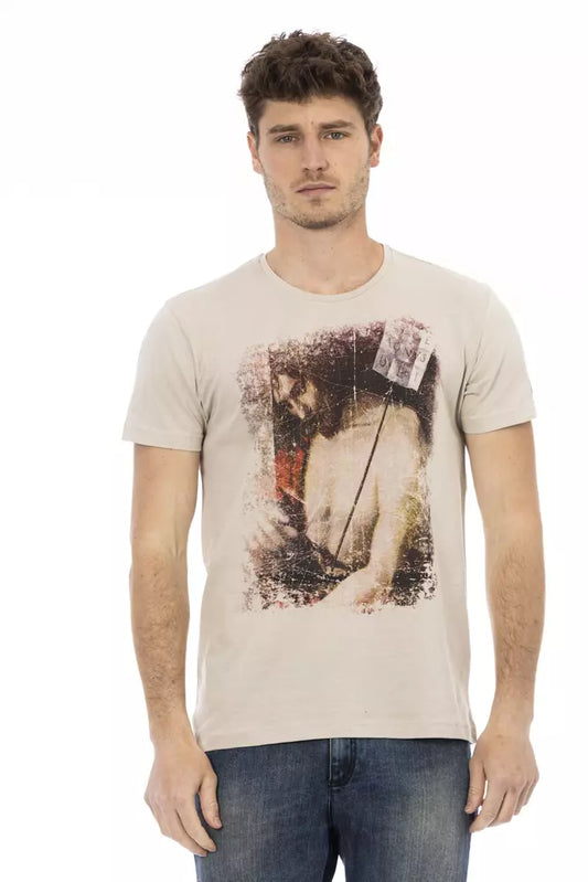 Camiseta de mezcla de algodón beige para hombre