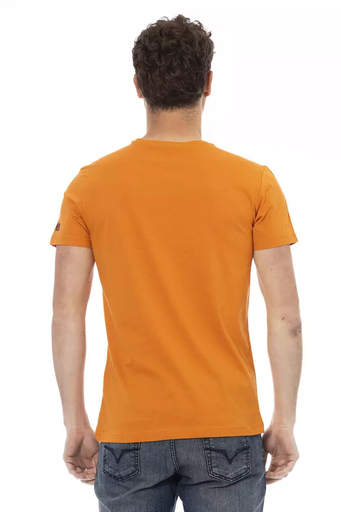 Chique oranje T-shirt met ronde hals en korte mouwen