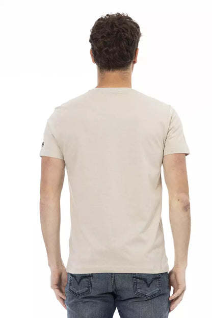 Beige katoenmix T-shirt voor heren